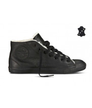 Кеды Converse All Star зимние кожаные чёрные низкие 
