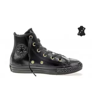 Converse кеды кожаные высокие черные 